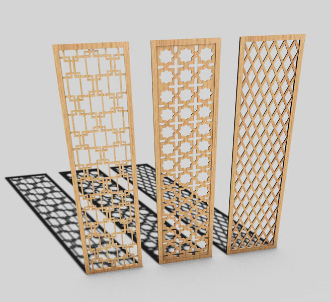 Moucharabieh set of decorative window shutters 3D model_1