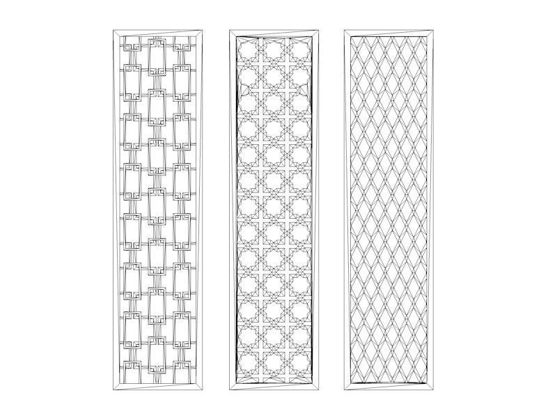 Moucharabieh set of decorative window shutters 3D model_2
