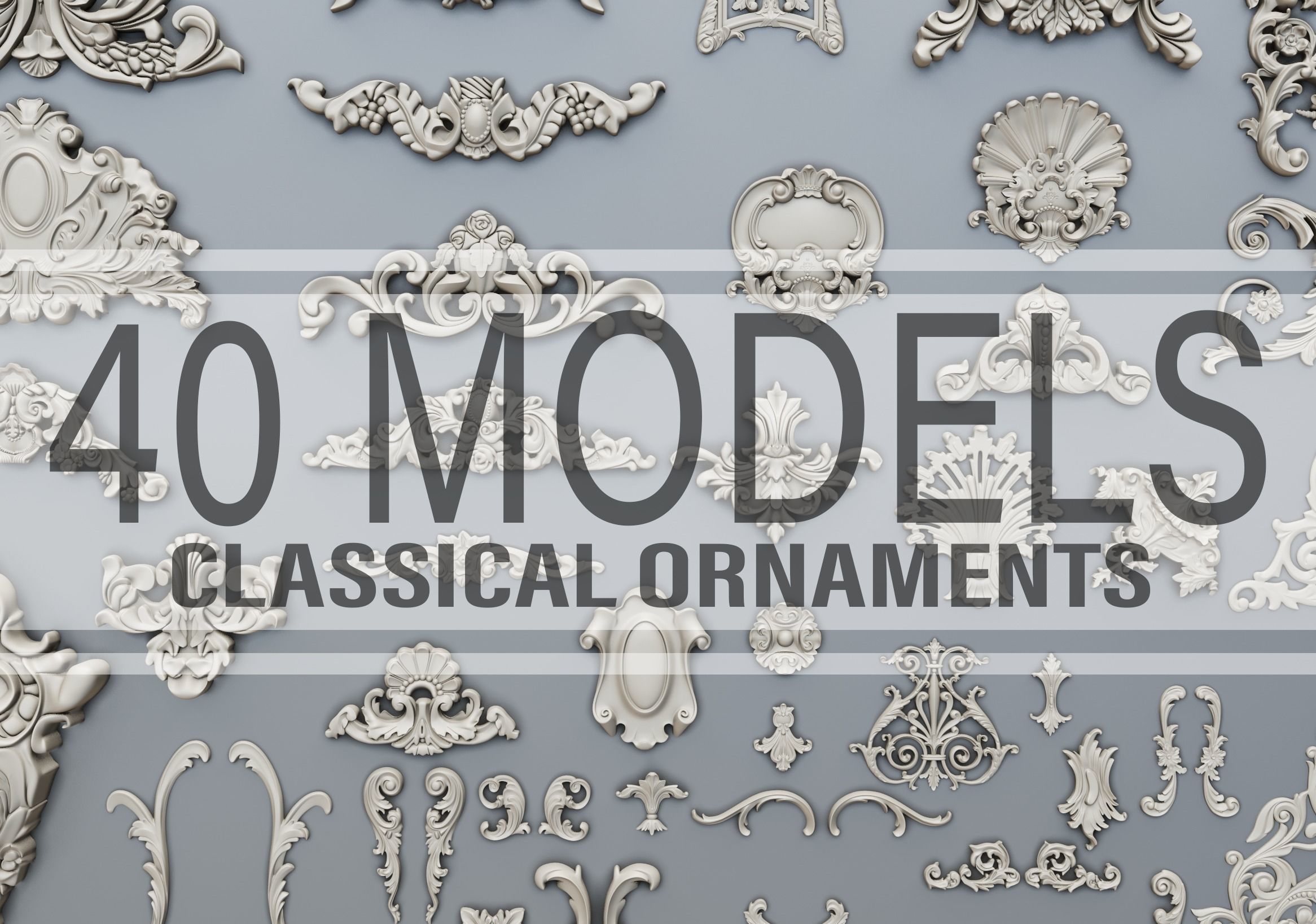 40 classical baroque ornaments 3D print model