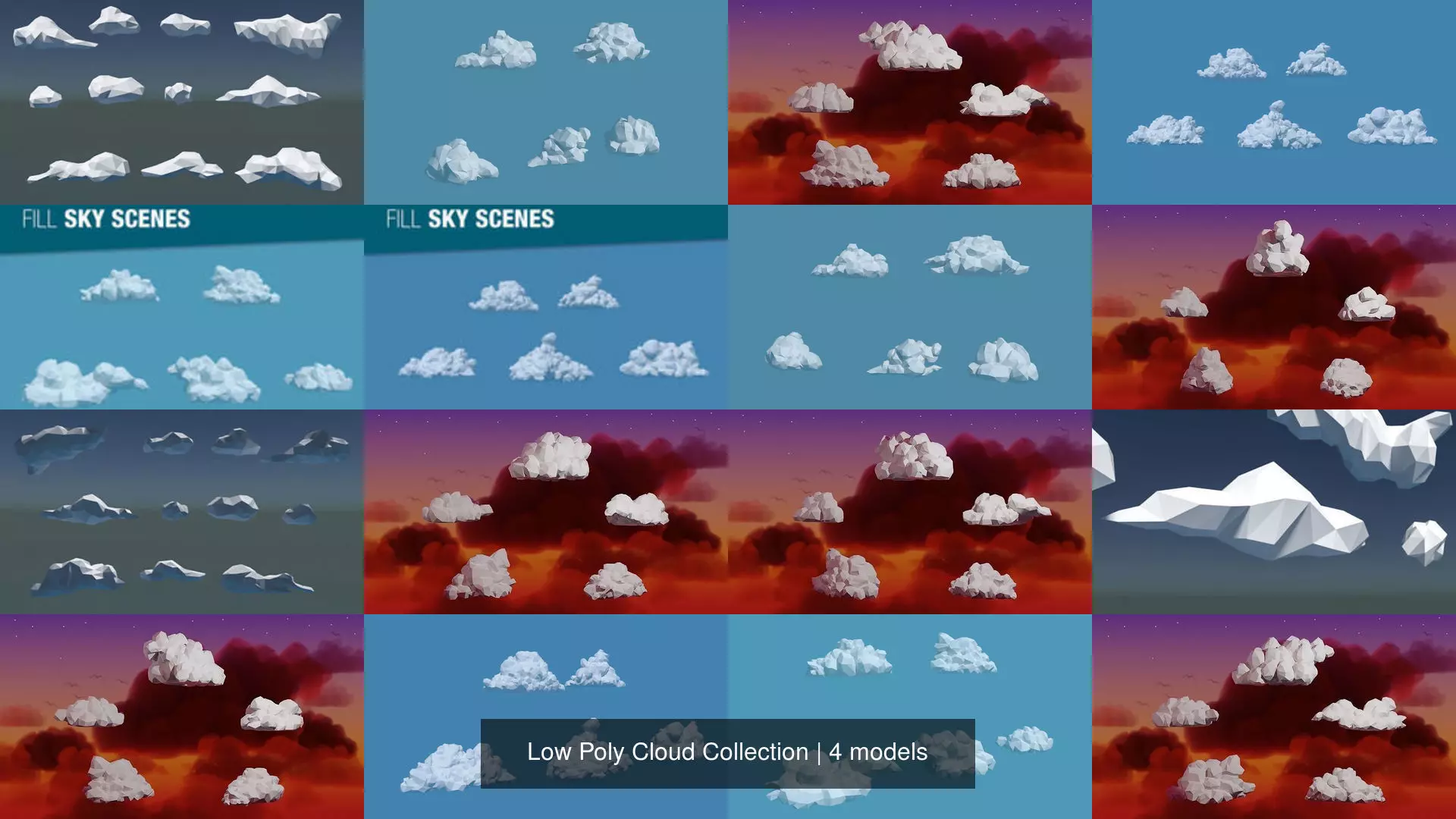 Low Poly Cloud Collection icebergs _1