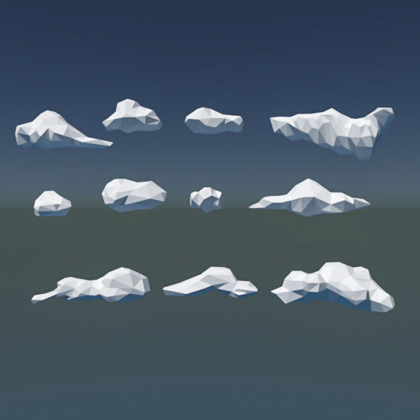 Low Poly Cloud Collection icebergs _3