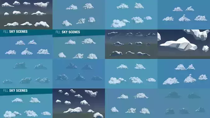 Low Poly Cloud Collection icebergs 