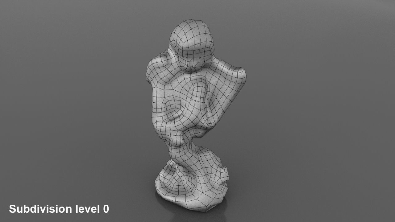 Angel statue Low-poly 3D model_5