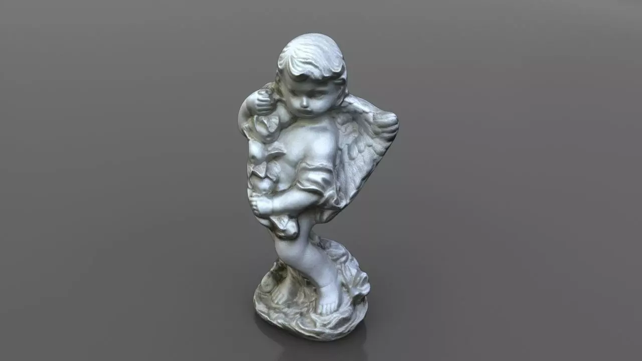 Angel statue Low-poly 3D model_0