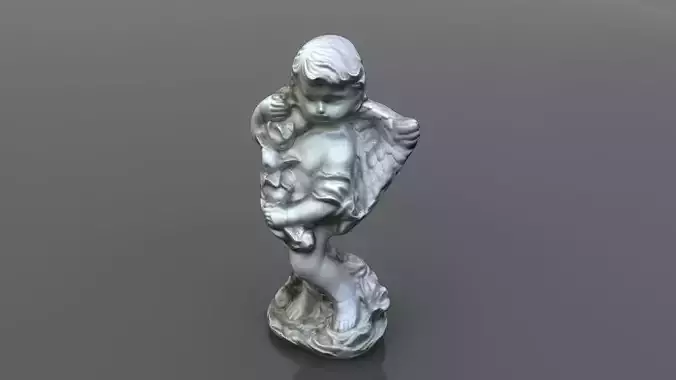 Angel statue Low-poly 3D model