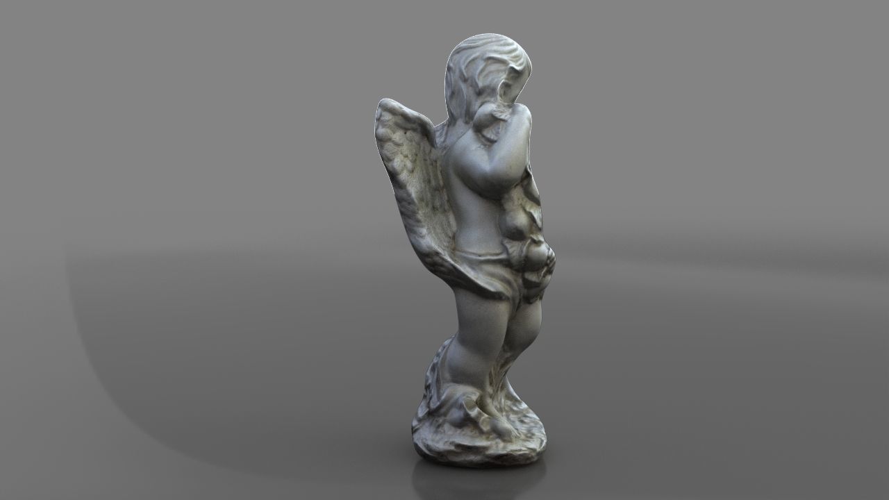 Angel statue Low-poly 3D model_1