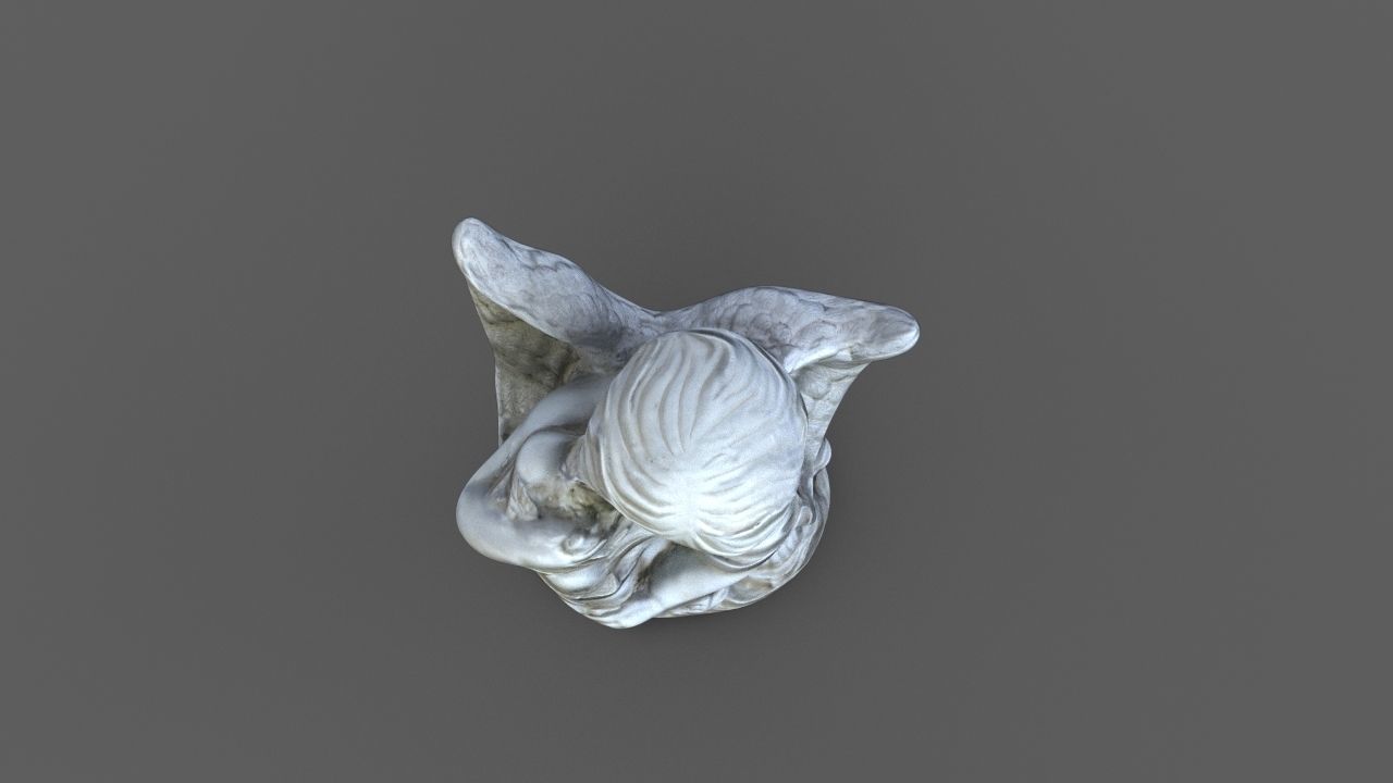 Angel statue Low-poly 3D model_4