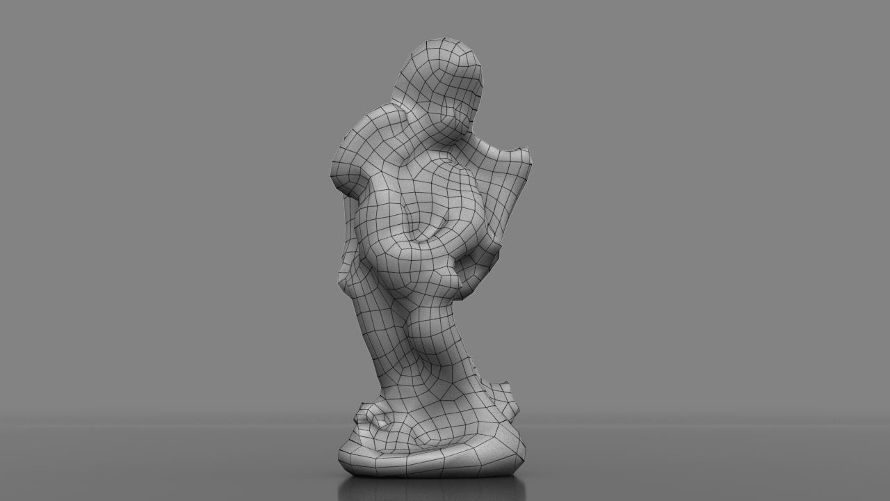 Angel statue Low-poly 3D model_9