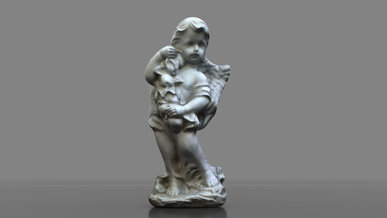 Angel statue Low-poly 3D model_3