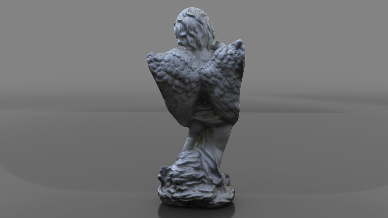 Angel statue Low-poly 3D model_2