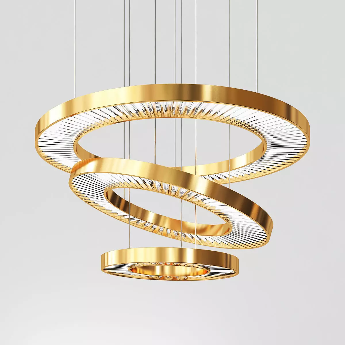 Three tier Ring Chandelier 3D model_0