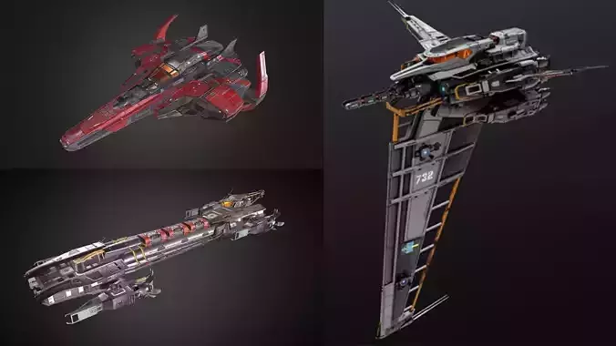 Sci-fi Spaceships 3D Model Collection