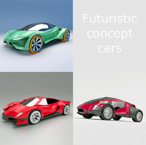 Lowpoly futuristic concept vehicles 3D Model Collection
