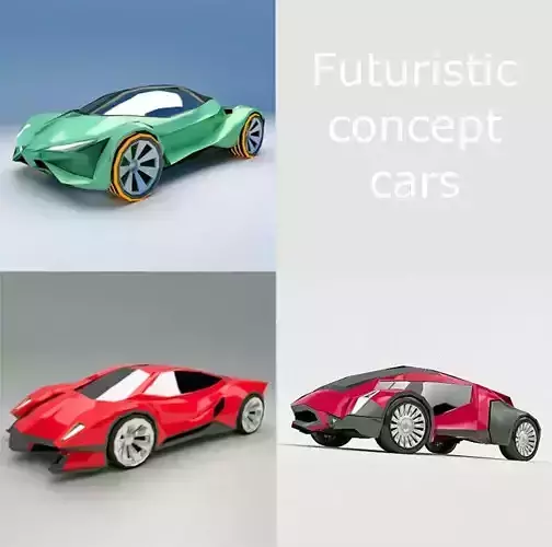 Lowpoly futuristic concept vehicles 3D Model Collection