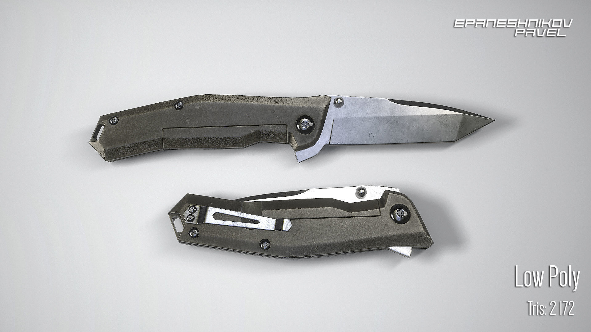 13 knife Low-poly 3D model_3