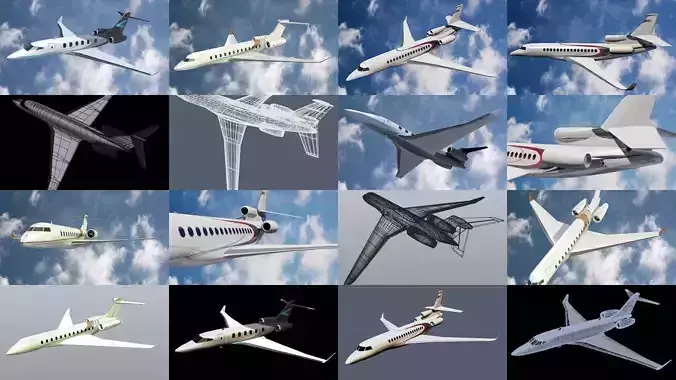 Lowpoly private jets collection 