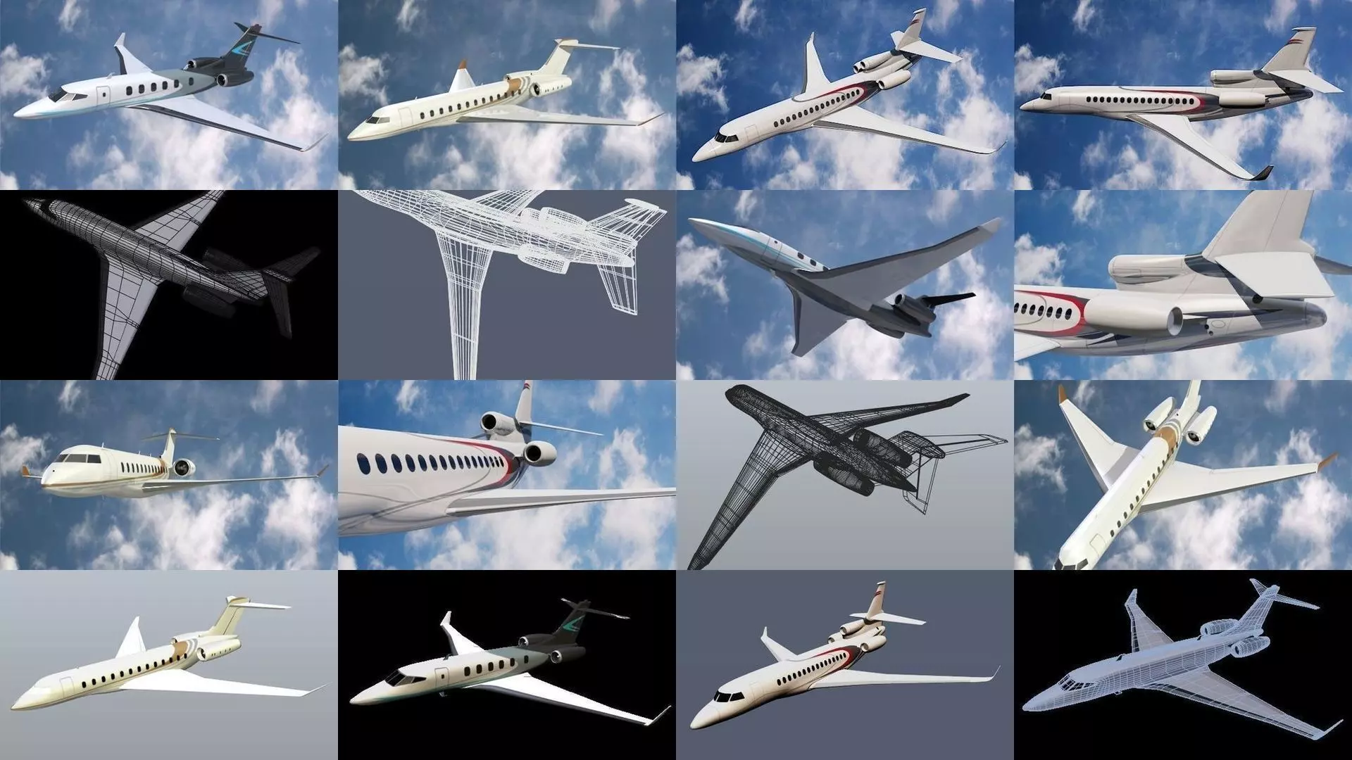 Lowpoly private jets collection _0
