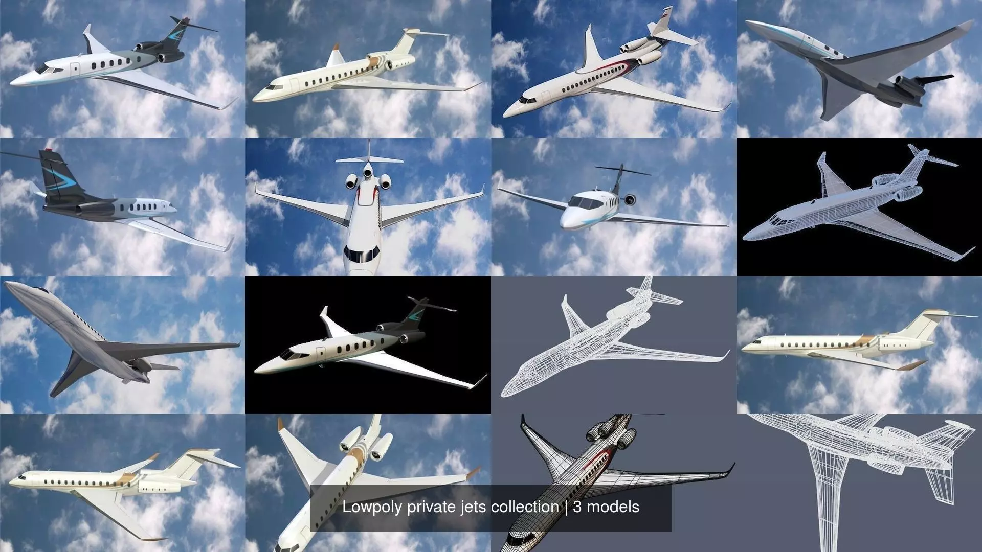 Lowpoly private jets collection _1