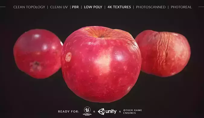 Apple Fruit - Photoscan Low-poly 3D model