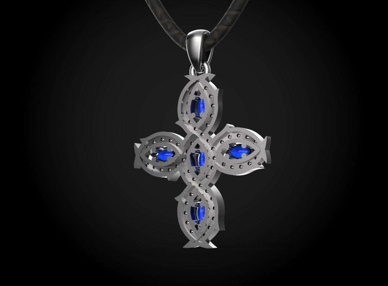 Torn cross with diamonds 3D print model_1
