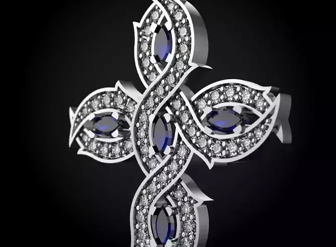 Torn cross with diamonds