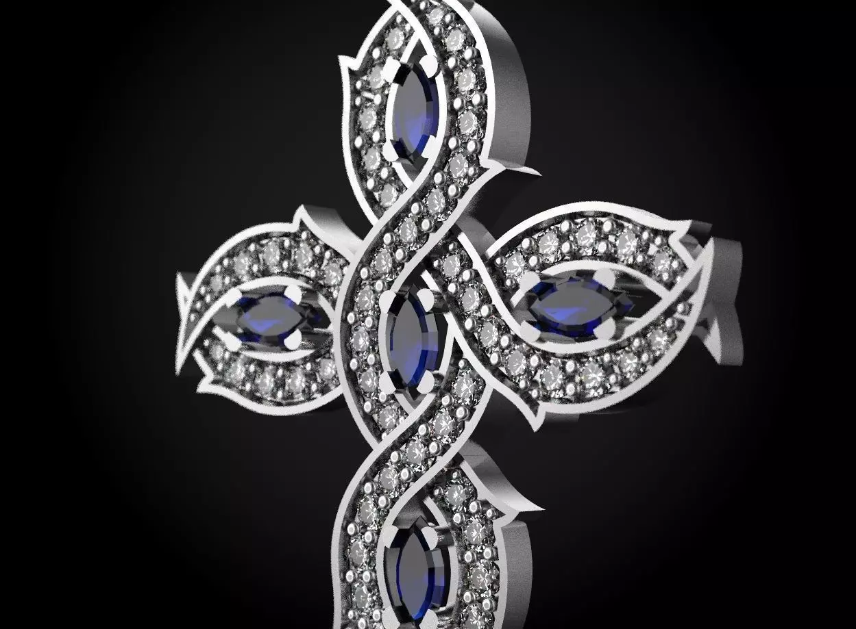Torn cross with diamonds 3D print model_0