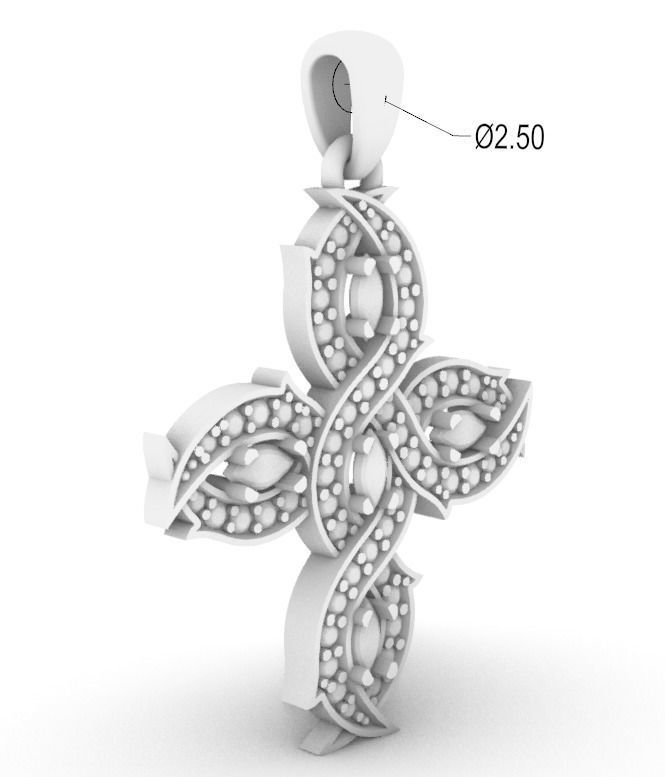 Torn cross with diamonds 3D print model_3