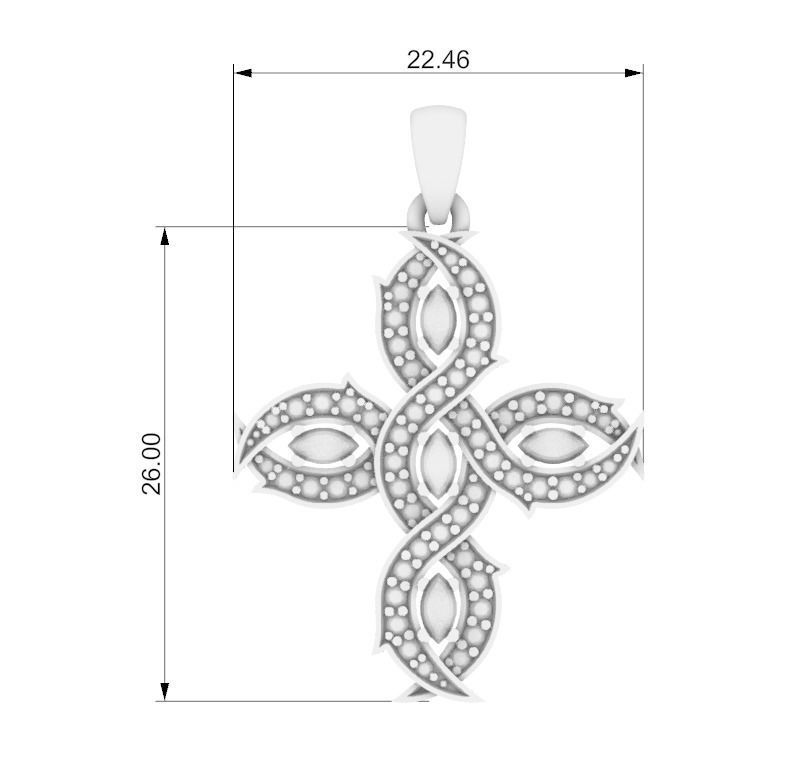 Torn cross with diamonds 3D print model_5