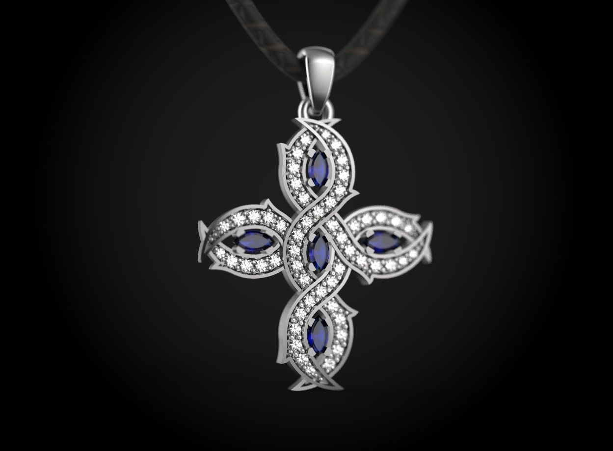 Torn cross with diamonds 3D print model_2