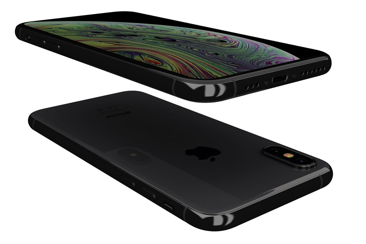 Apple iPhone XS Space Gray Low-poly 3D model_8