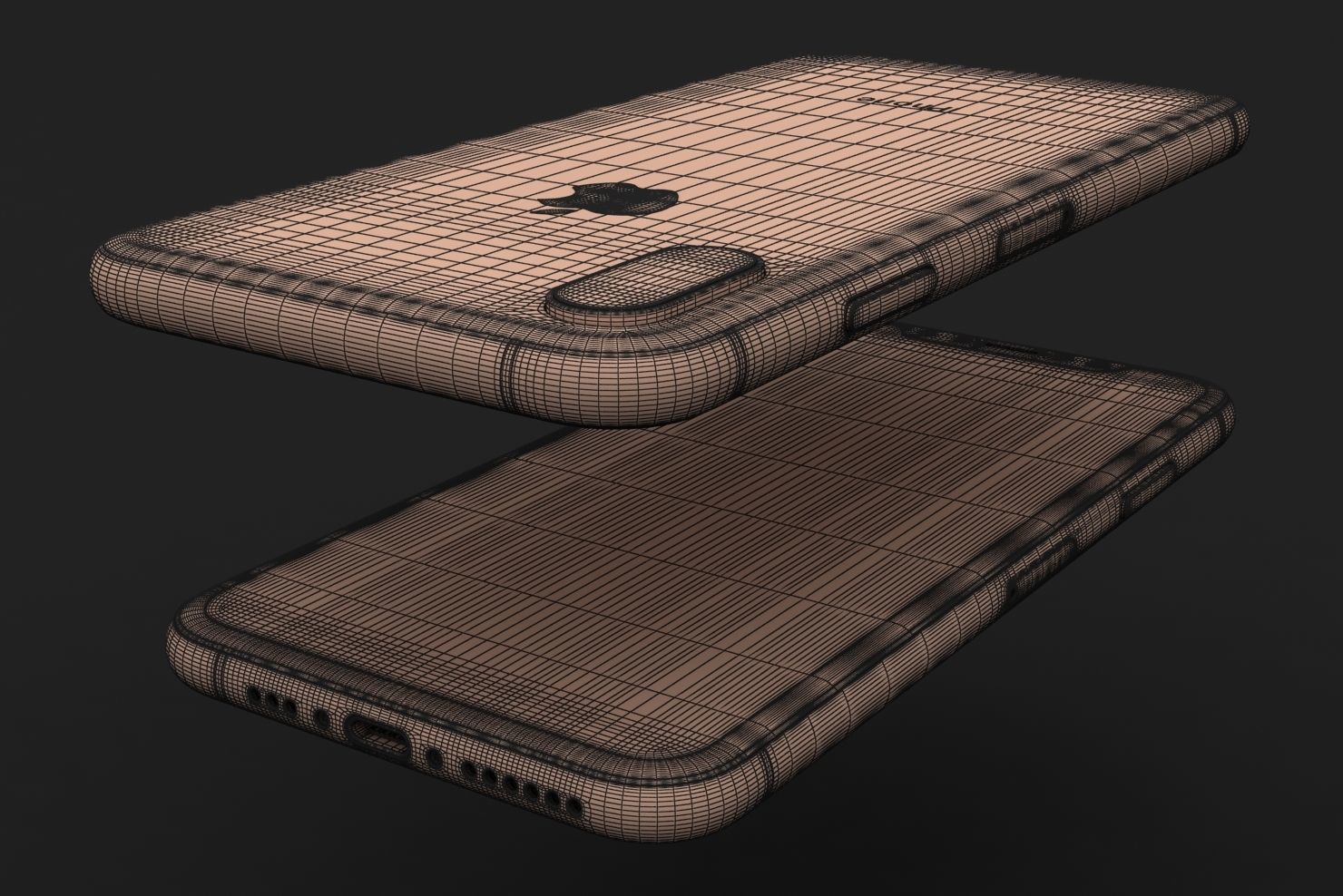 Apple iPhone XS Space Gray Low-poly 3D model_29