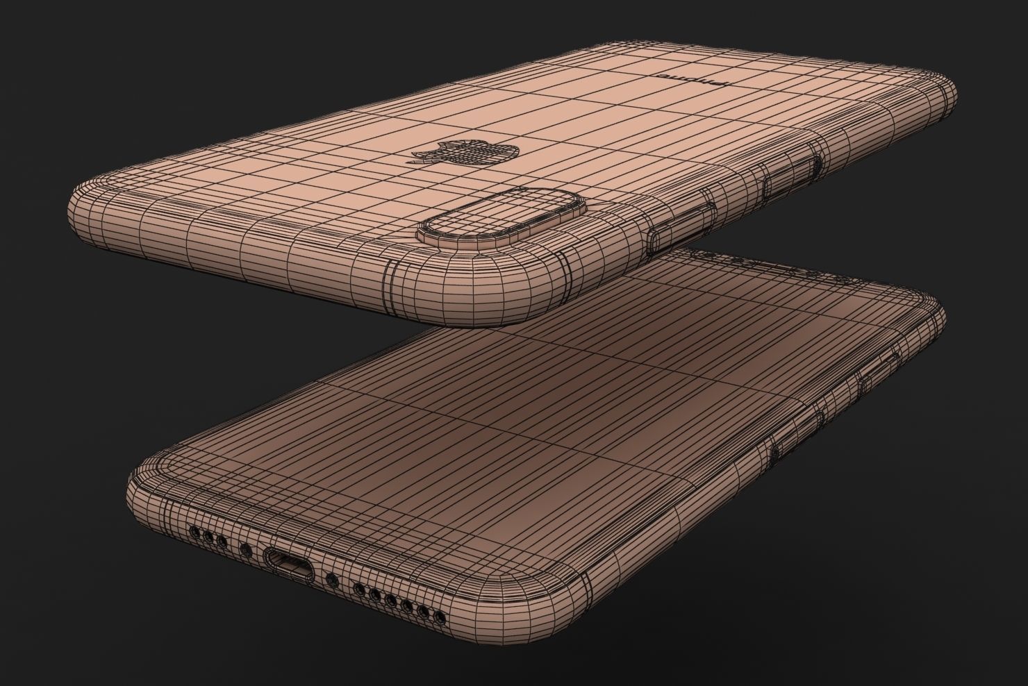 Apple iPhone XS Space Gray Low-poly 3D model_30