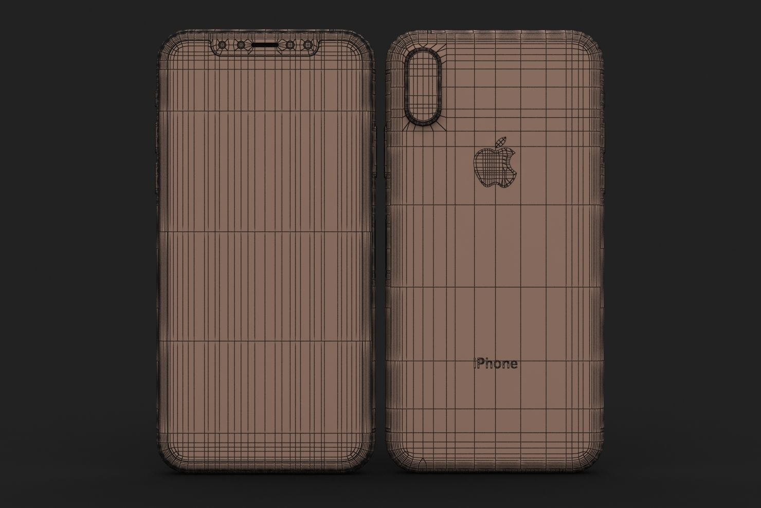Apple iPhone XS Space Gray Low-poly 3D model_24