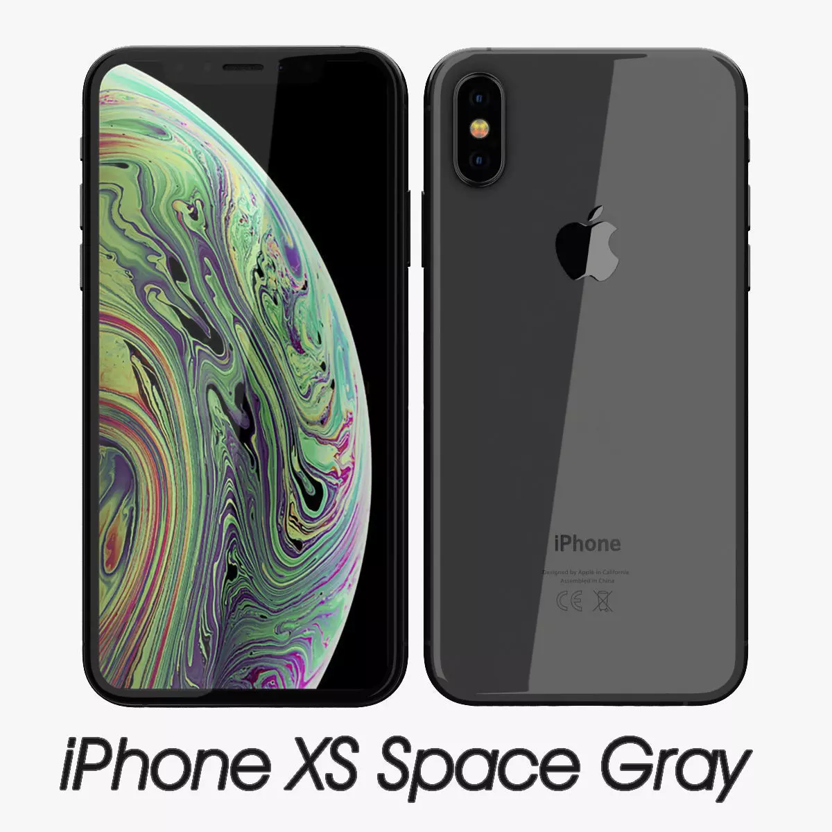 Apple iPhone XS Space Gray Low-poly 3D model_0