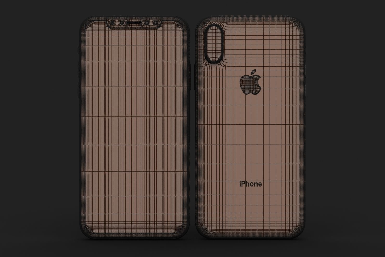 Apple iPhone XS Space Gray Low-poly 3D model_23