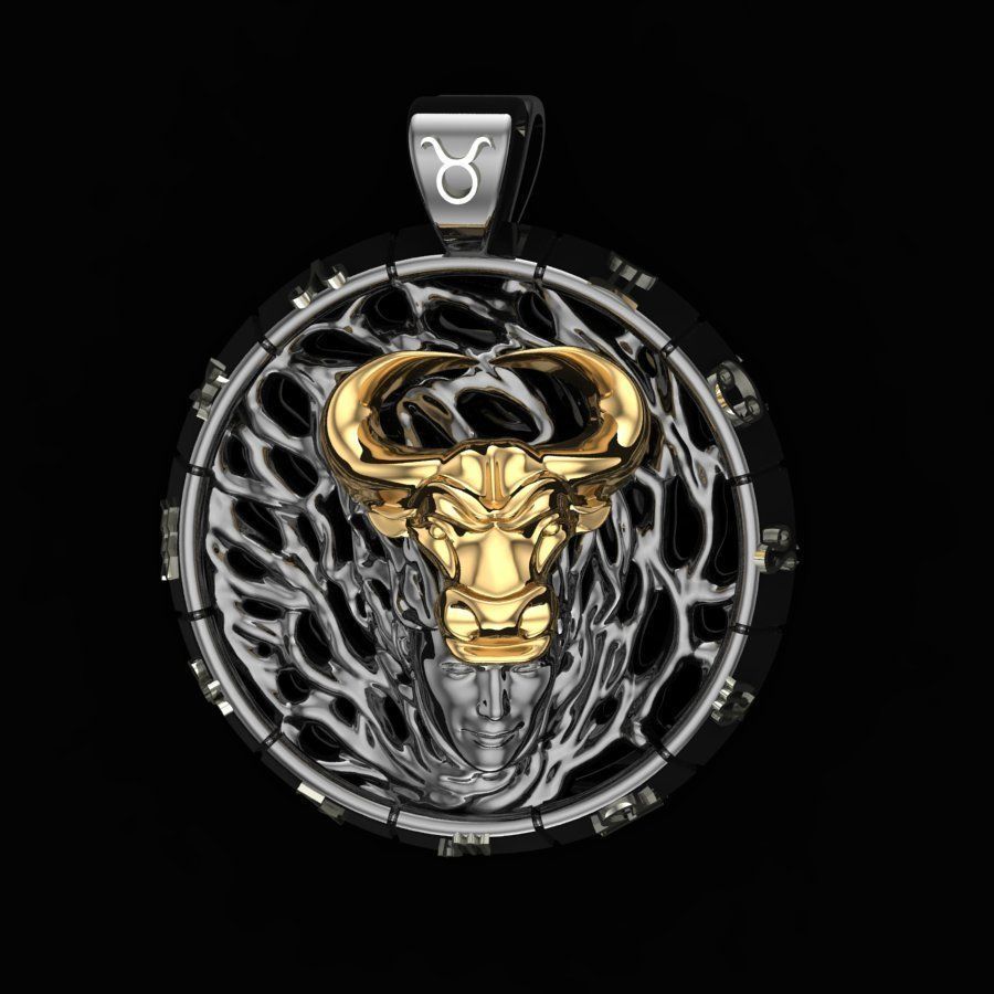 Zodiac Sign of the Taurus Pendant 3D print model_4