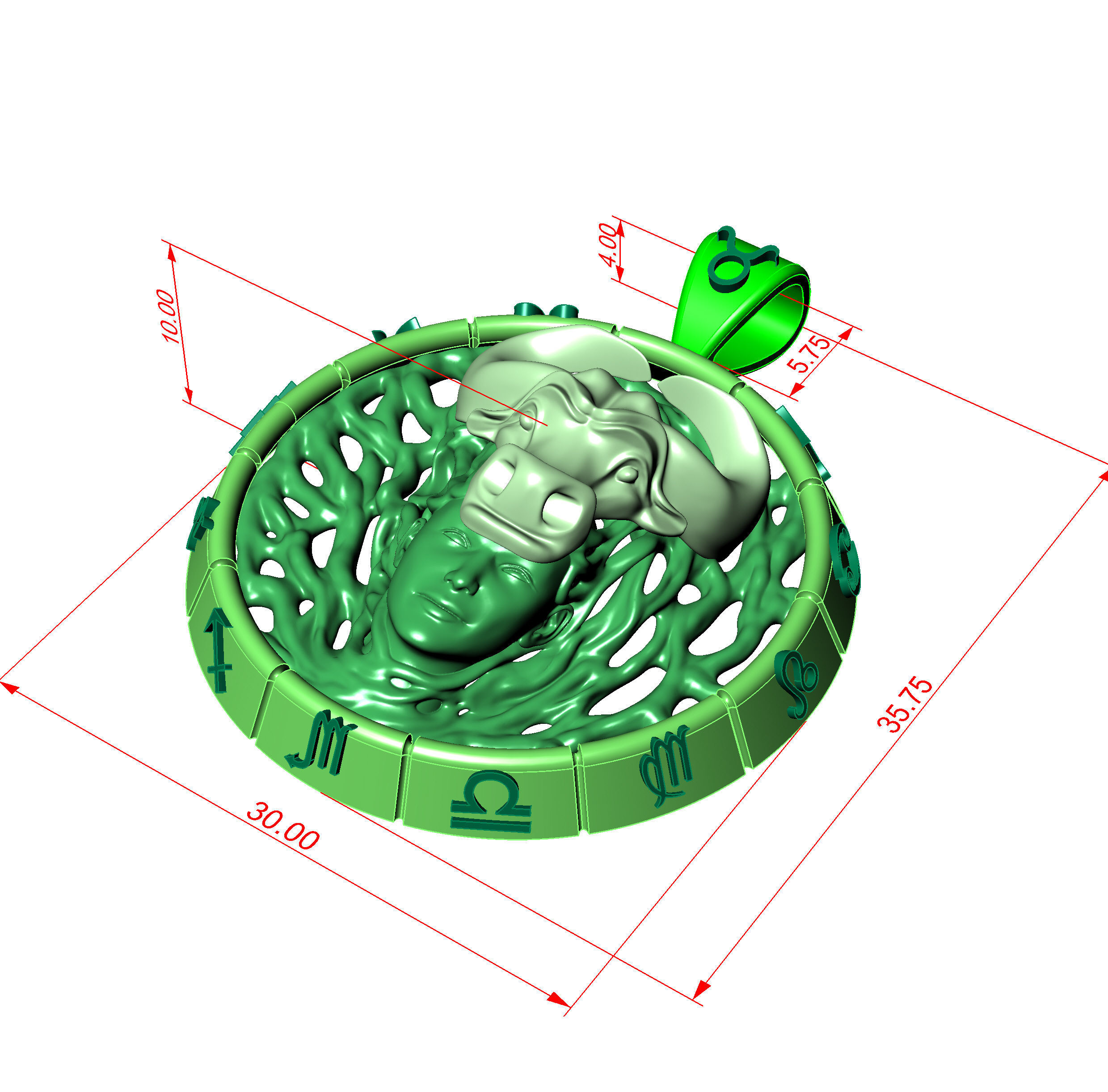 Zodiac Sign of the Taurus Pendant 3D print model_7