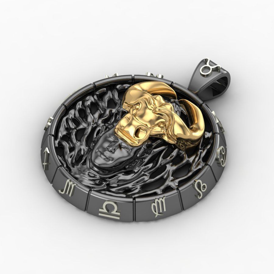 Zodiac Sign of the Taurus Pendant 3D print model_1