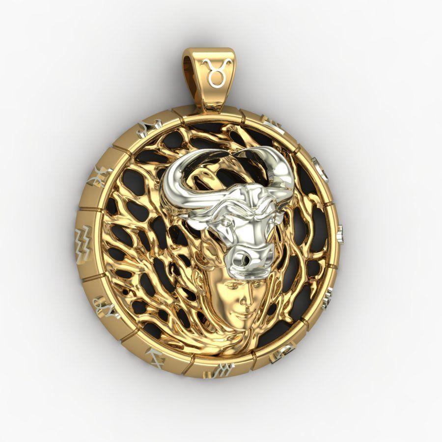Zodiac Sign of the Taurus Pendant 3D print model_6