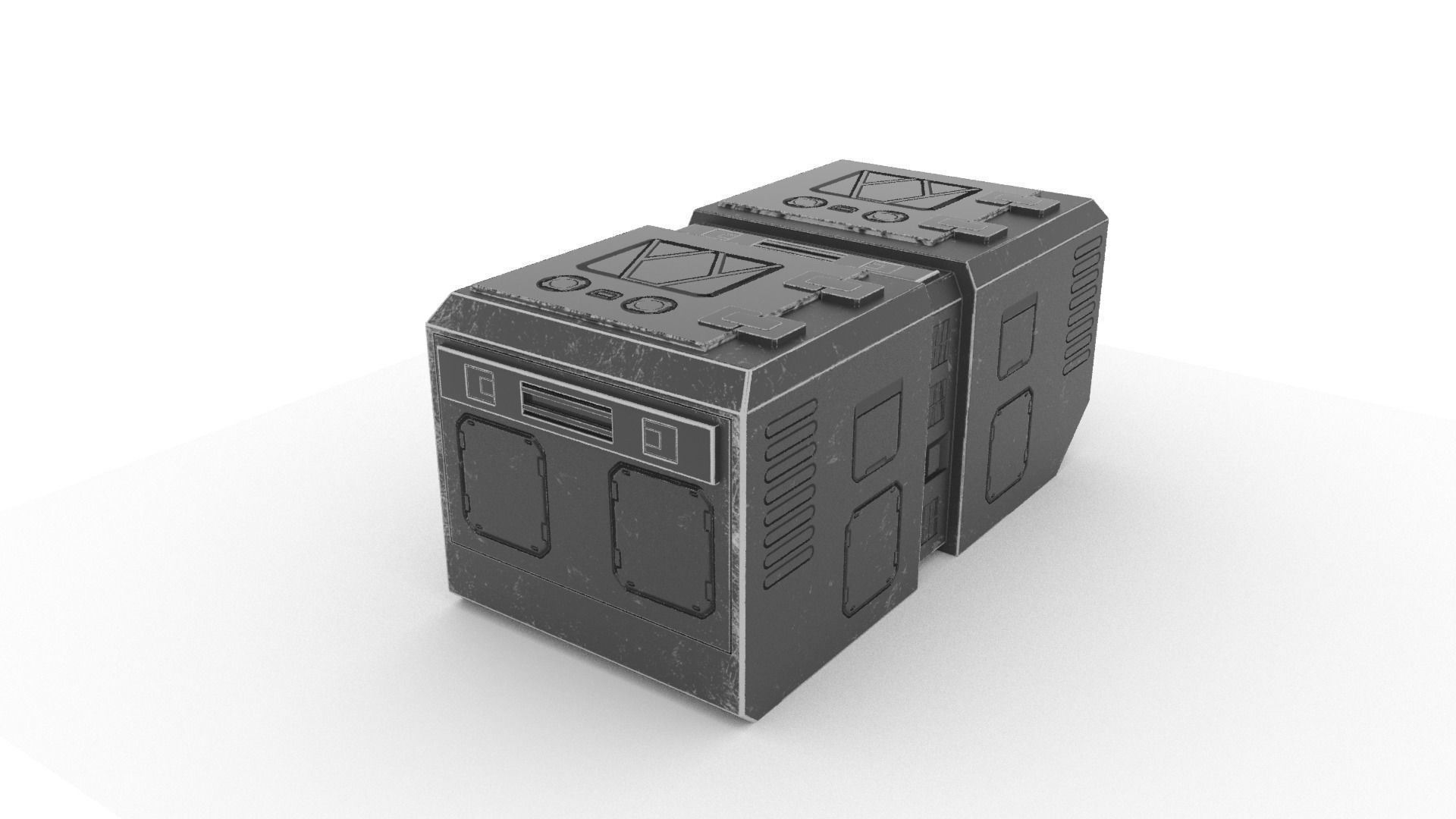 Sci Fi crate for army staff Low-poly 3D model_2
