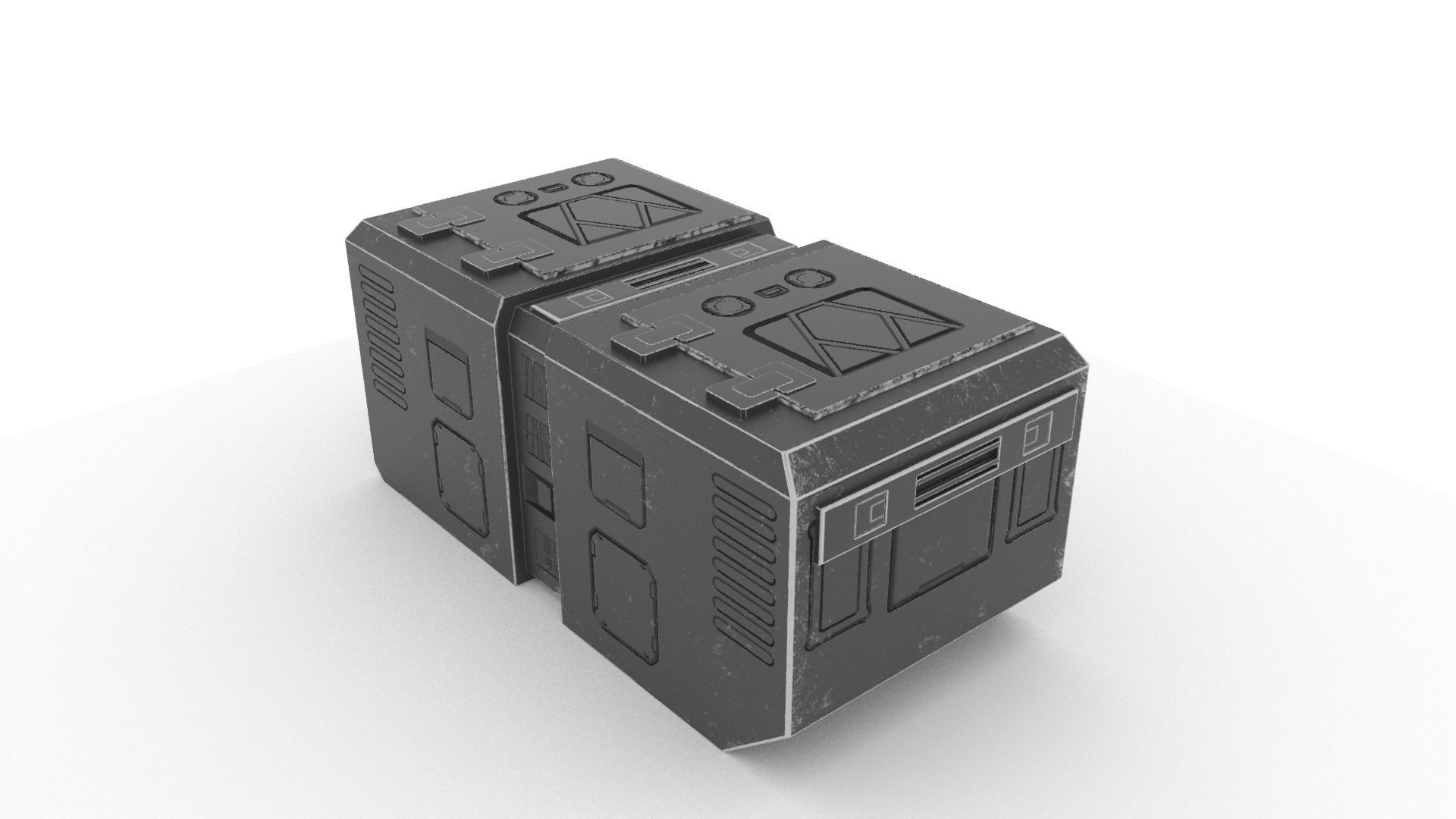 Sci Fi crate for army staff Low-poly 3D model_3