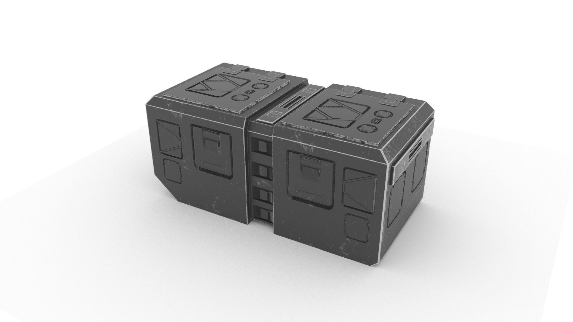 Sci Fi crate for army staff Low-poly 3D model_4