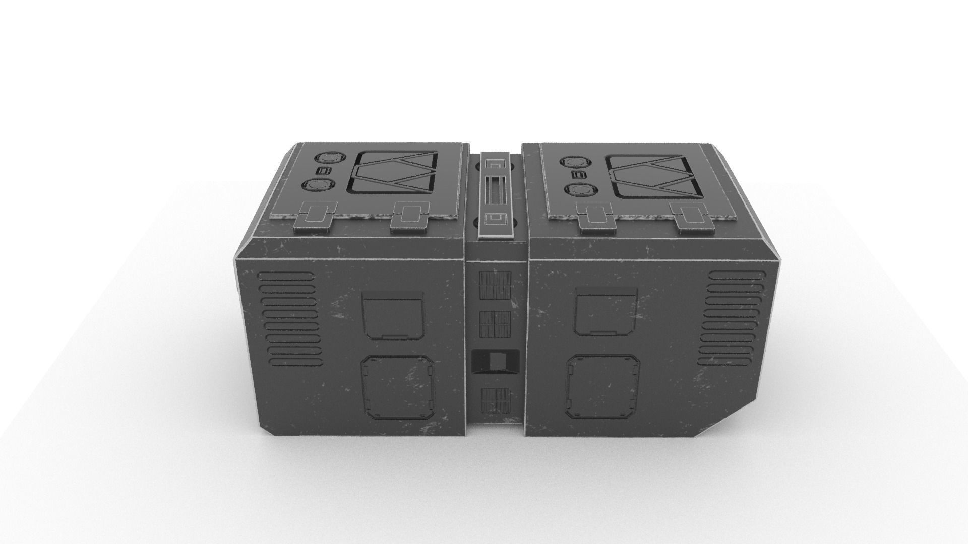 Sci Fi crate for army staff Low-poly 3D model_1