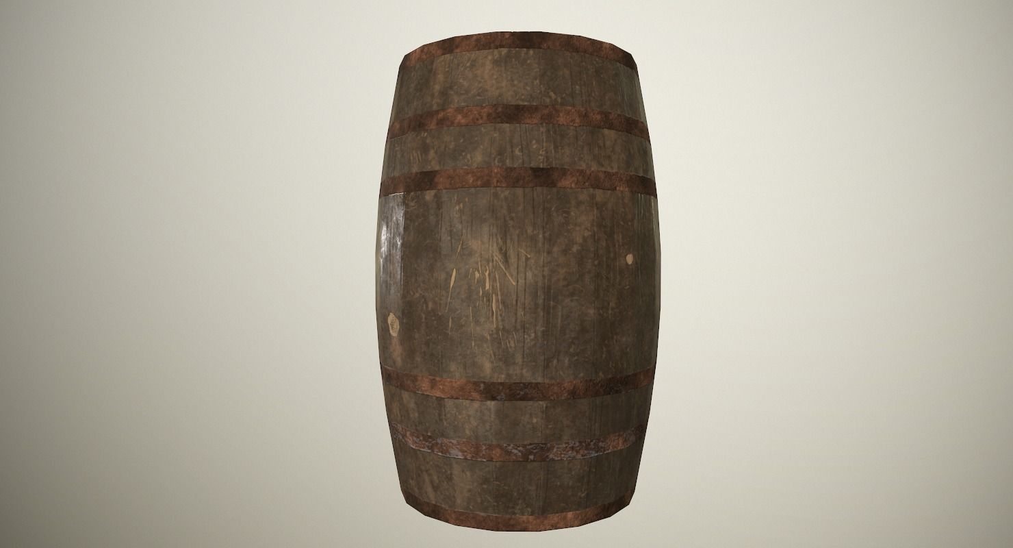 PBR Wooden Barrel Low-poly 3D model_5