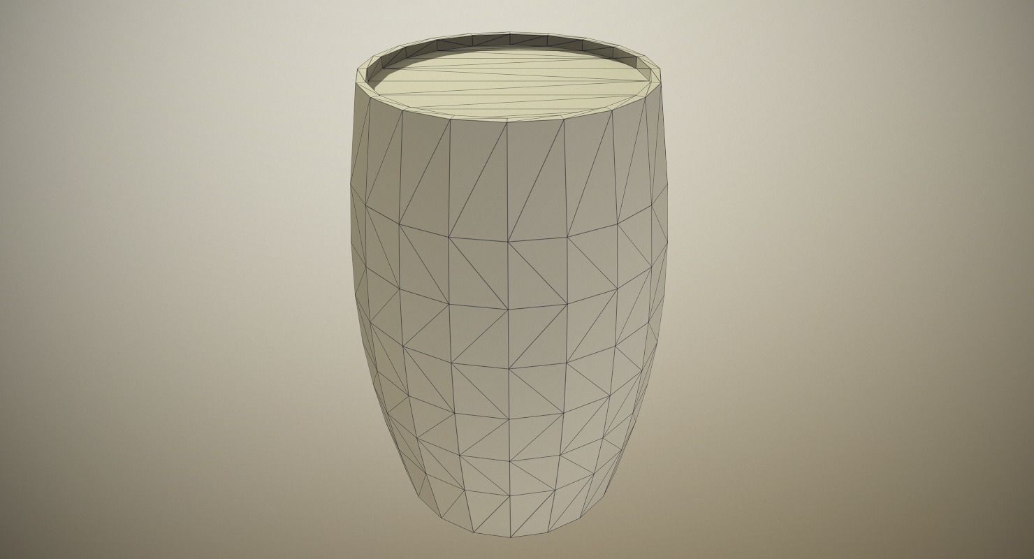 PBR Wooden Barrel Low-poly 3D model_10