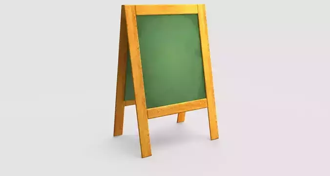Board wooden easel with chalkboard 3D model
