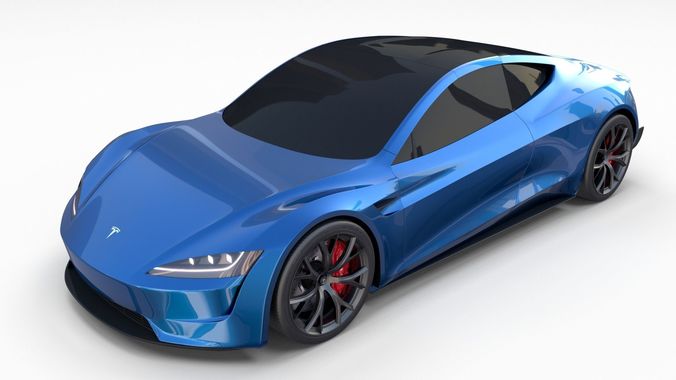 Tesla Roadster Electric Blue 3D model