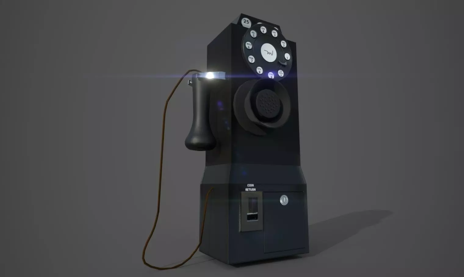 1930 Old Payphone Low-poly 3D model_0