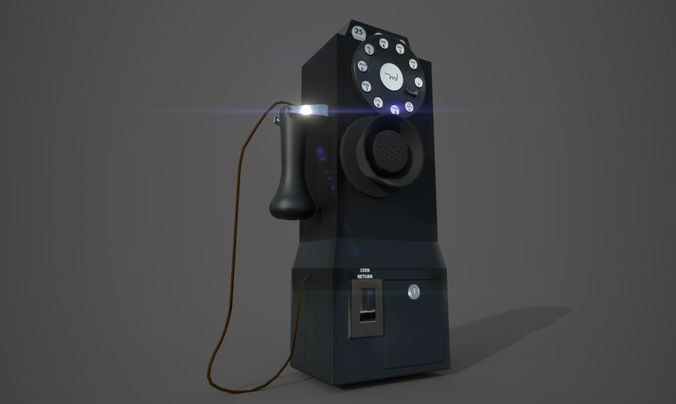 1930 Old Payphone Low-poly 3D model