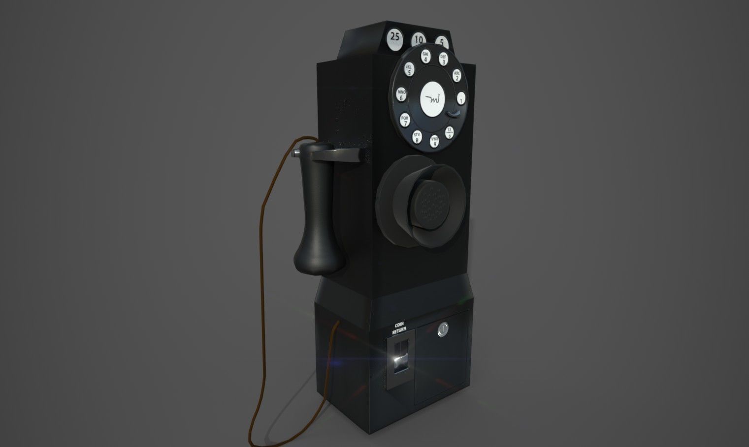 1930 Old Payphone Low-poly 3D model_2